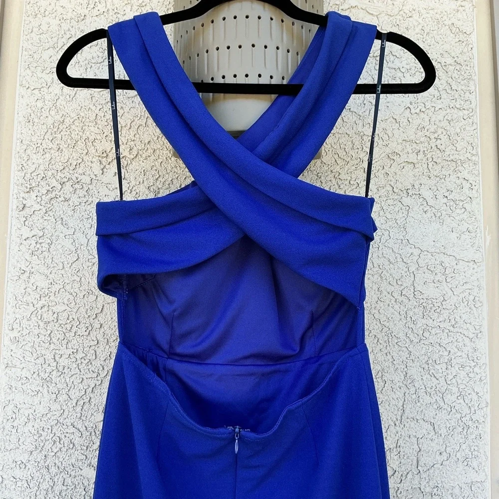 NWT Lulu’s Head to Cocktail Hour Royal Blue Halter Neck Maxi Dress Medium Chic